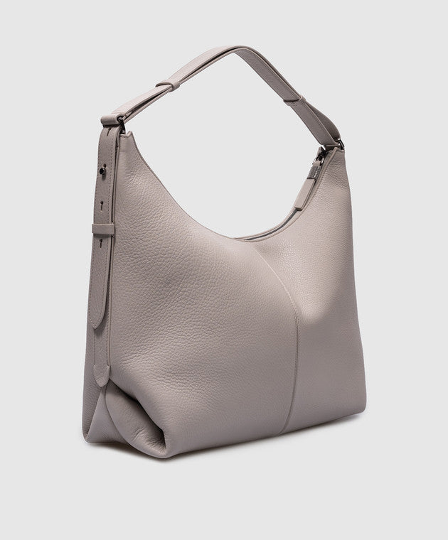 BRUNELLO CUCINELLI WOMEN'S LIGHT GREY LEATHER SHOULDER BAG