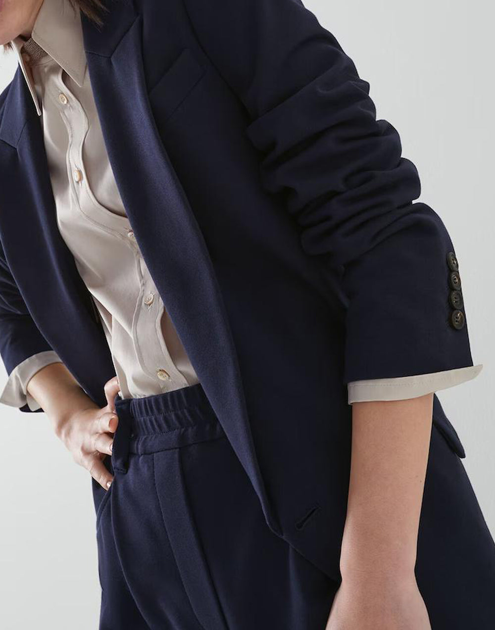 BRUNELLO CUCINELLI WOMEN'S BLUE DECONSTRUCTED TAILORED JACKET