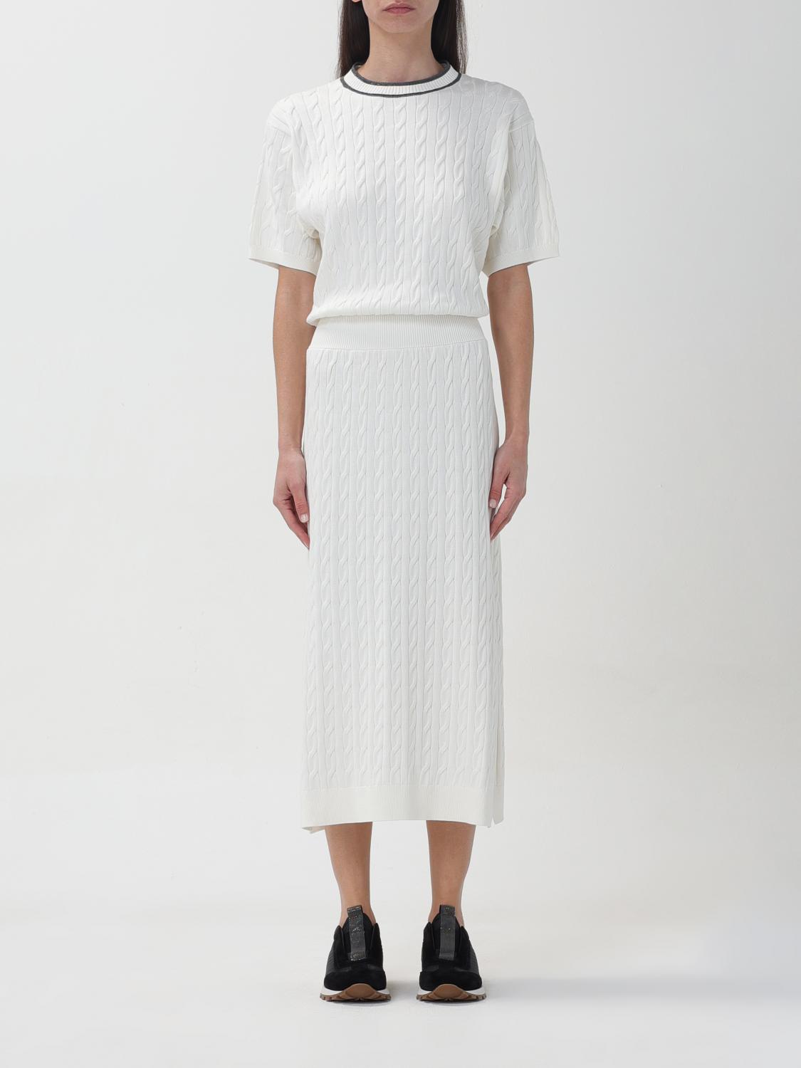 BRUNELLO CUCINELLI WOMEN'S WHITE CABLE KNIT DRESS