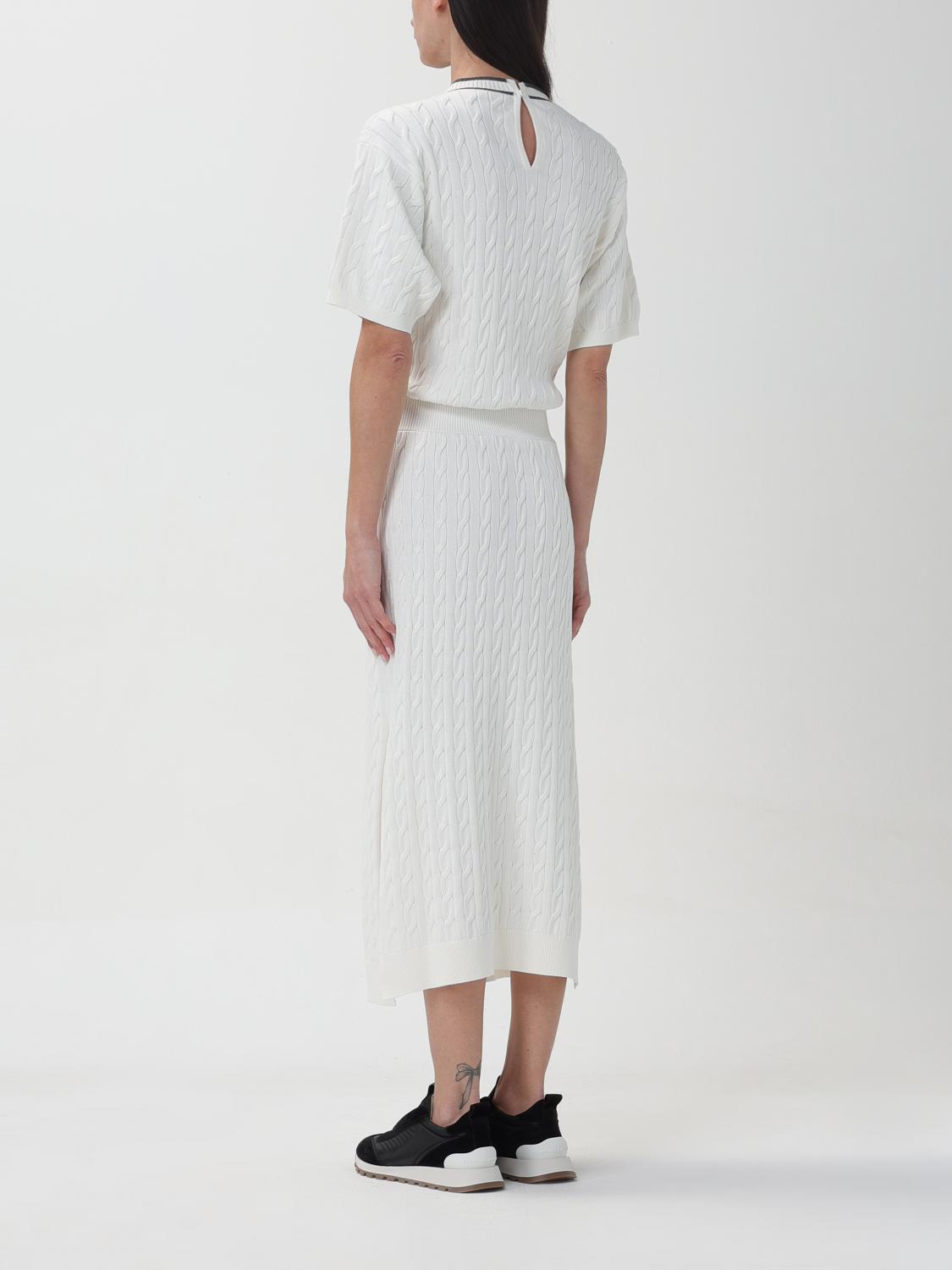 BRUNELLO CUCINELLI WOMEN'S WHITE CABLE KNIT DRESS