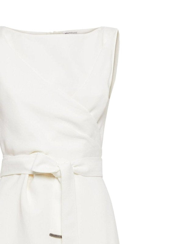 BRUNELLO CUCINELLI WOMEN'S OFF WHITE SLEEVELESS LONG DRESS