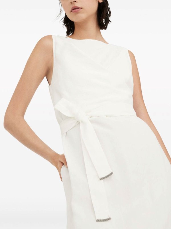 BRUNELLO CUCINELLI WOMEN'S OFF WHITE SLEEVELESS LONG DRESS