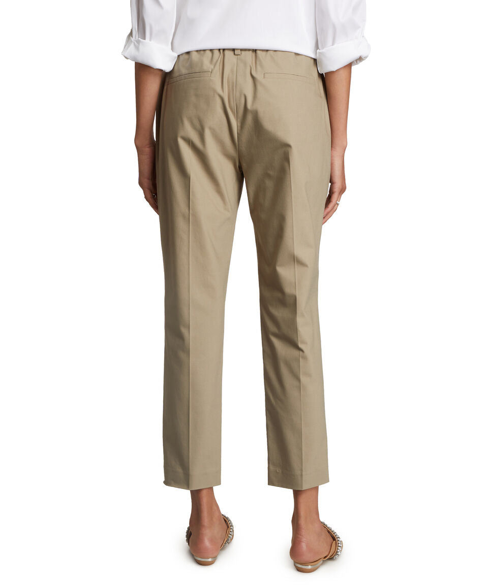 BRUNELLO CUCINELLI WOMEN'S ROCKWEED COTTON TAPERED TROUSERS ELASTIC WAIST