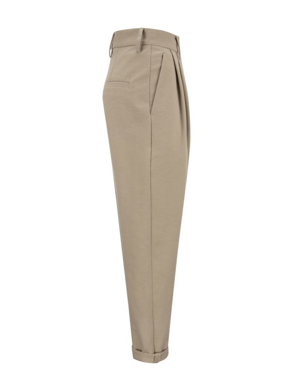 BRUNELLO CUCINELLI WOMEN'S TALCO COTTON TAPERED TROUSERS WITH CUFFS