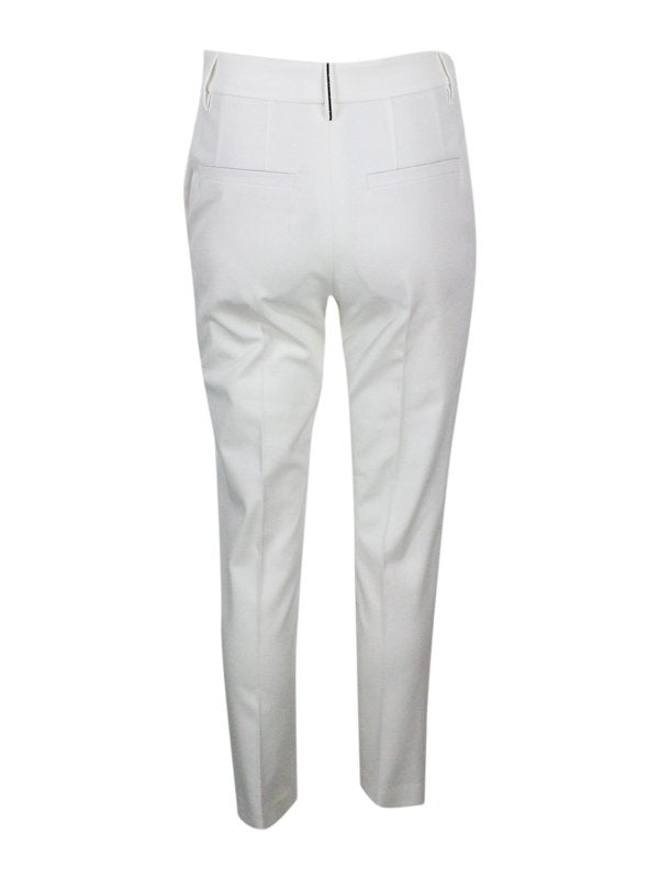 BRUNELLO CUCINELLI WOMEN'S OFF WHITE TAILORED SLIM TROUSERS