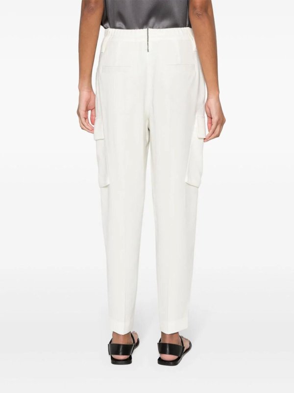 BRUNELLO CUCINELLI WOMEN'S NATURALE WOOL VISCOSE TAPERED TROUSERS
