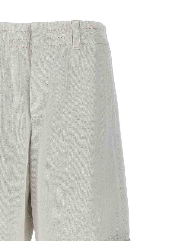 BRUNELLO CUCINELLI WOMEN'S GESSO COTTON LINEN WIDE LEG TROUSERS
