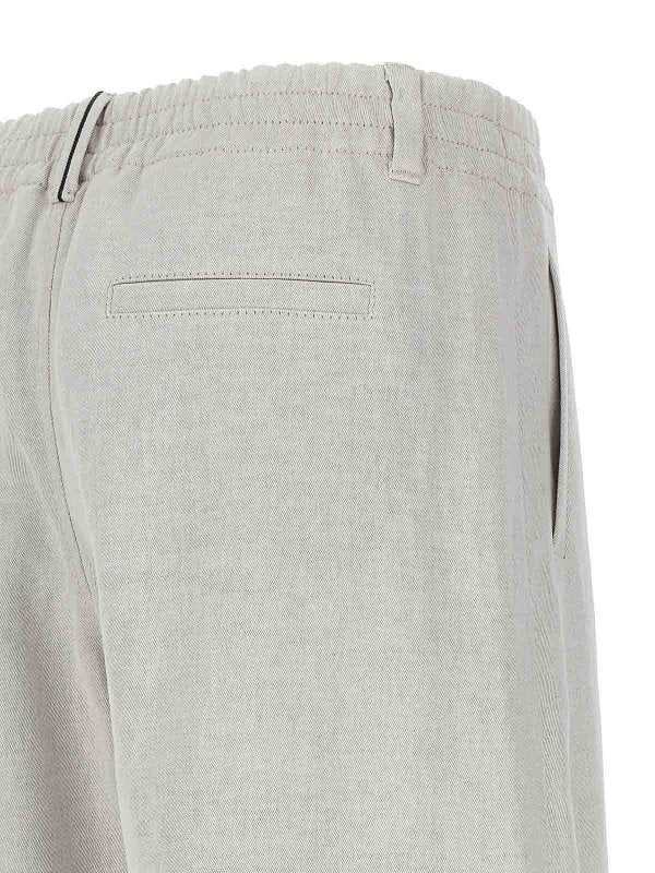 BRUNELLO CUCINELLI WOMEN'S GESSO COTTON LINEN WIDE LEG TROUSERS