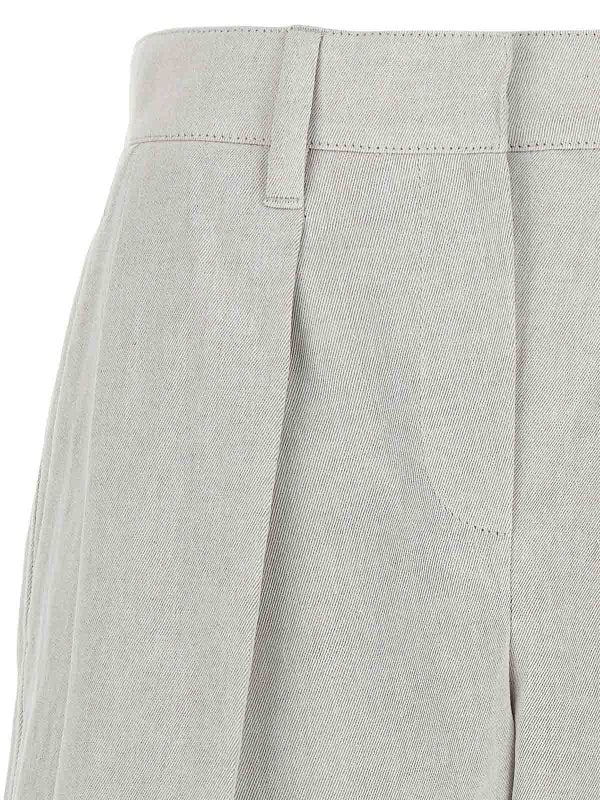 BRUNELLO CUCINELLI WOMEN'S LIGHT BEIGE LINEN BLEND SHORTS
