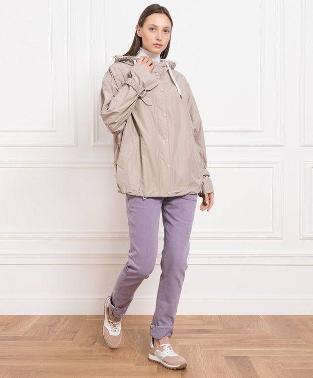 BRUNELLO CUCINELLI WOMEN'S LILAC STRAIGHT LEG COTTON TROUSERS