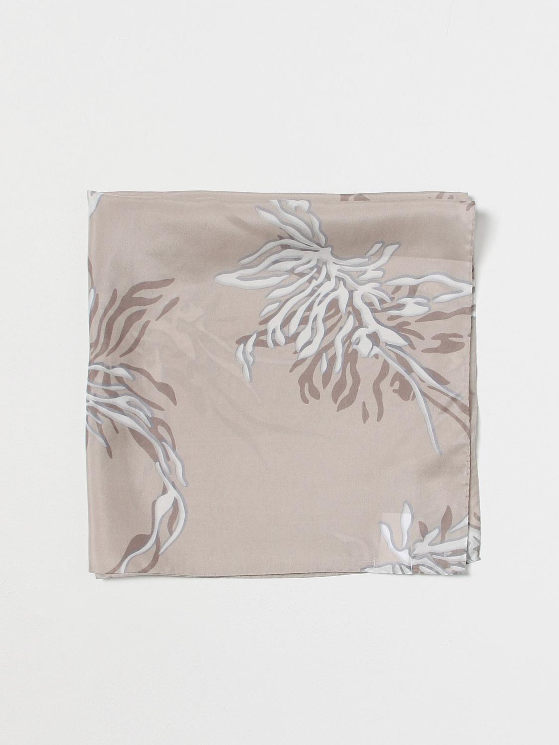 BRUNELLO CUCINELLI WOMEN'S BEIGE SILK FLORAL SCARF
