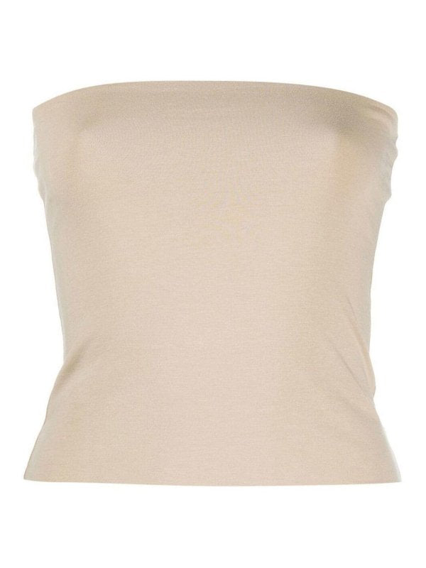 BRUNELLO CUCINELLI WOMEN'S BEIGE STRAPLESS FITTED SHIRT