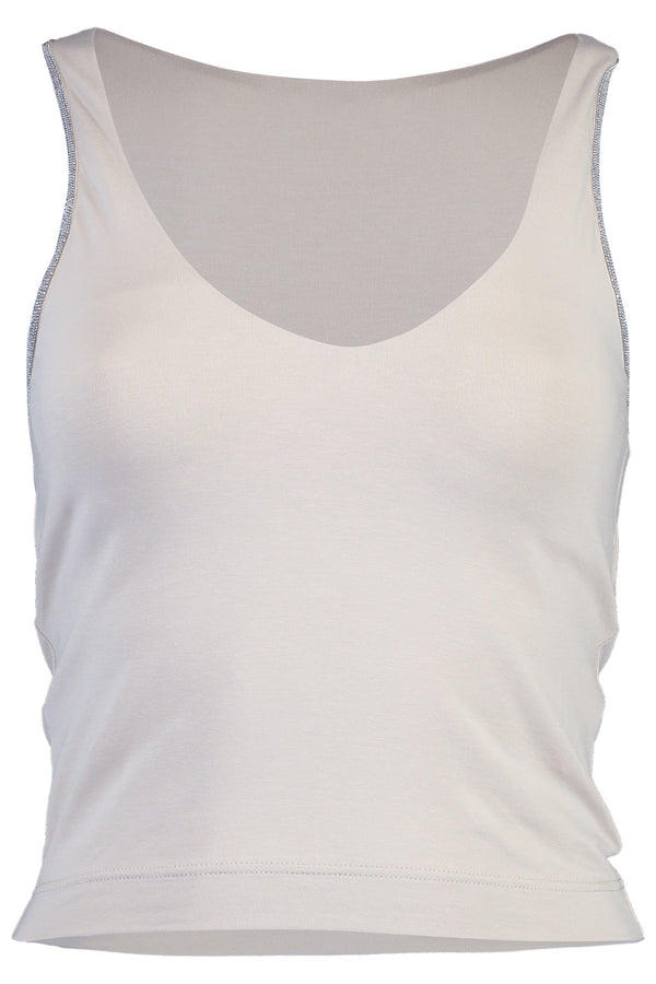 BRUNELLO CUCINELLI WOMEN'S OFF WHITE STRETCH TANK TOP