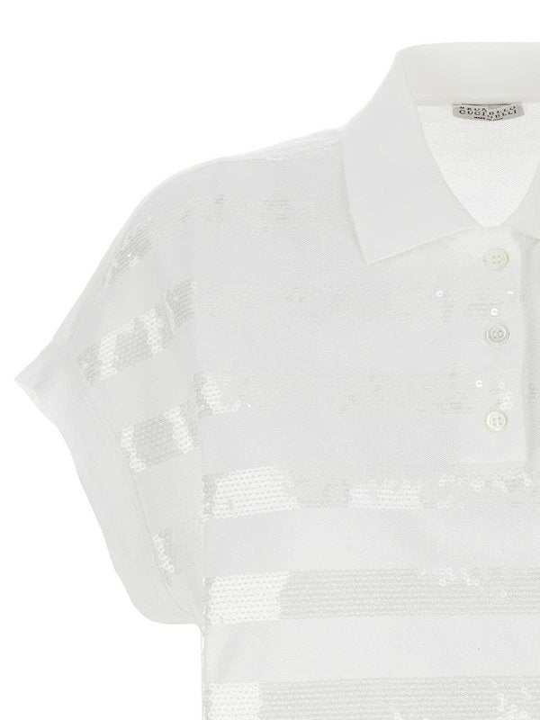 BRUNELLO CUCINELLI WOMEN'S WHITE SHORT SLEEVE SHIRT