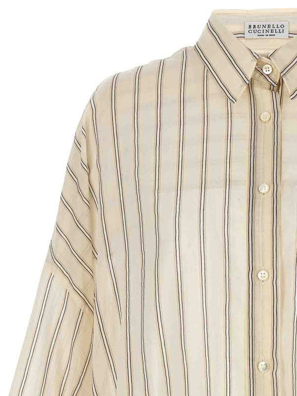 BRUNELLO CUCINELLI WOMEN'S BEIGE SILK BLEND OVERSIZED SHIRT