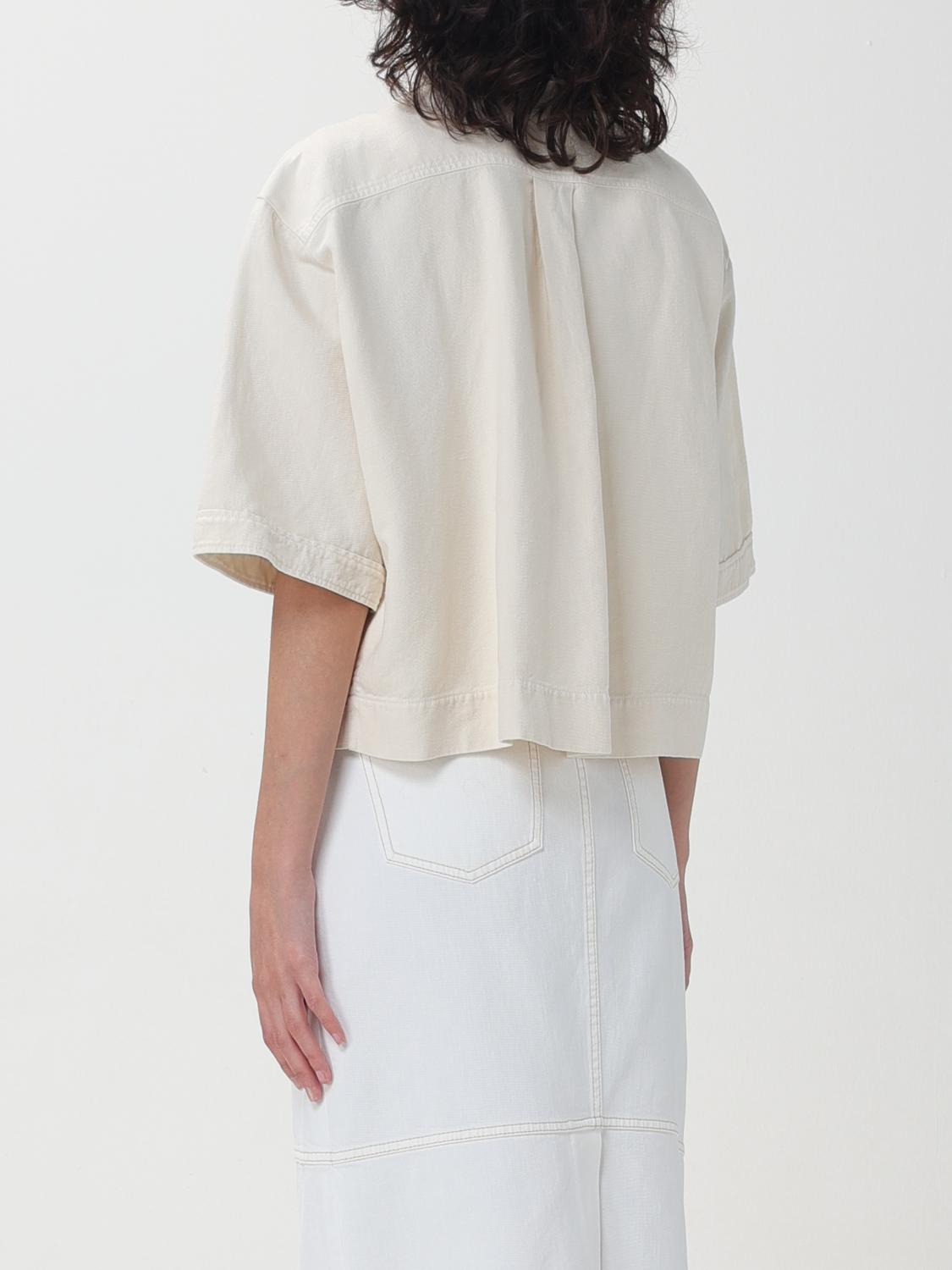 BRUNELLO CUCINELLI WOMEN'S OFF WHITE BOXY COTTON LINEN SHIRT