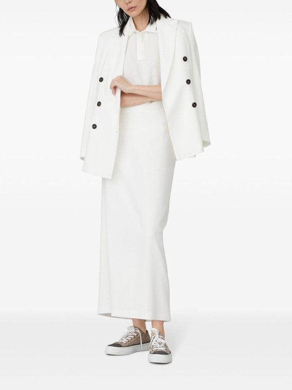 BRUNELLO CUCINELLI WOMEN'S OFF WHITE STRAIGHT COTTON SKIRT
