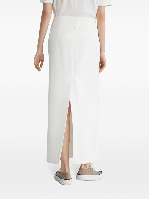 BRUNELLO CUCINELLI WOMEN'S OFF WHITE STRAIGHT COTTON SKIRT