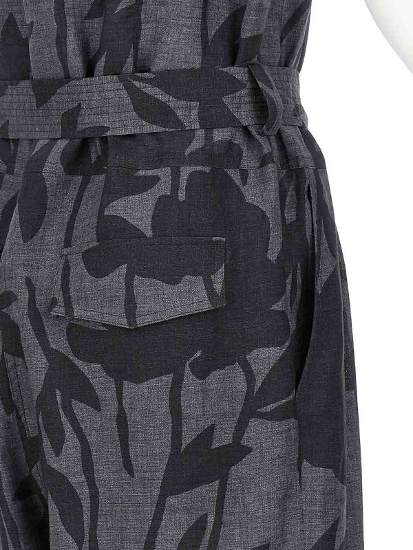 BRUNELLO CUCINELLI WOMEN'S GRIGIO LINEN BELTED JUMPSUIT
