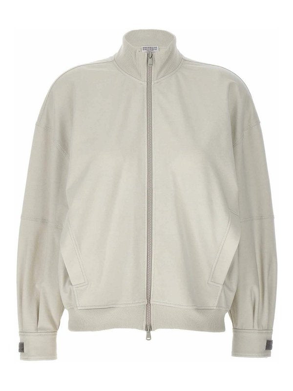 BRUNELLO CUCINELLI WOMEN'S OFF WHITE ZIP SWEATER