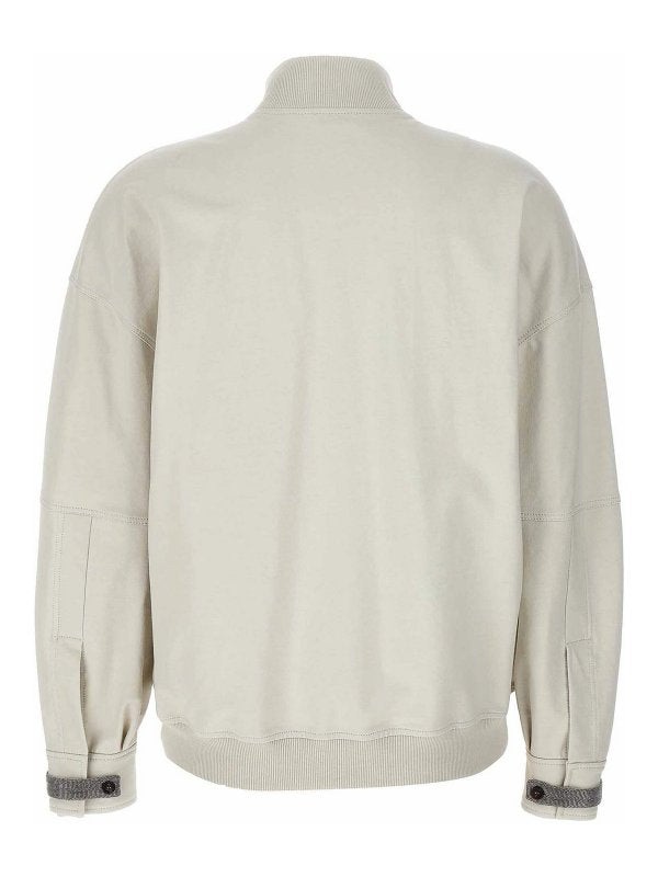 BRUNELLO CUCINELLI WOMEN'S OFF WHITE ZIP SWEATER