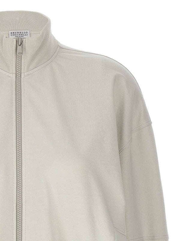 BRUNELLO CUCINELLI WOMEN'S OFF WHITE ZIP SWEATER