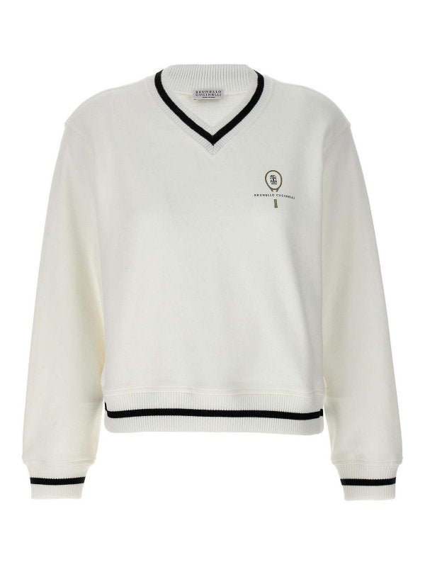 BRUNELLO CUCINELLI WOMEN'S OFF WHITE COTTON SWEATER