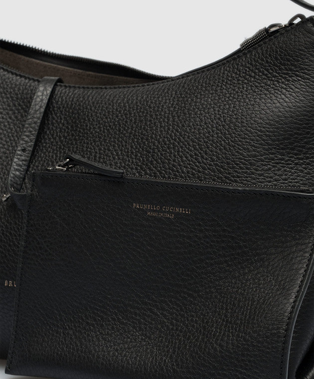 BRUNELLO CUCINELLI WOMEN'S BLACK LEATHER SHOULDER BAG