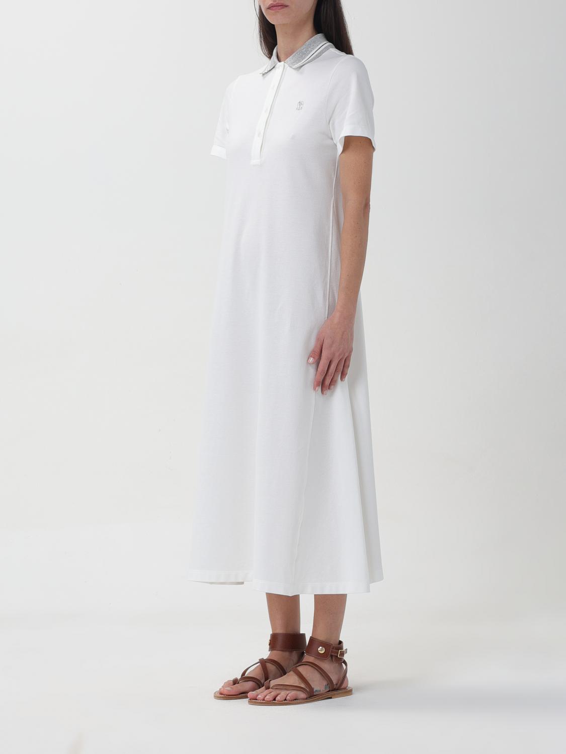 BRUNELLO CUCINELLI WOMEN'S WHITE POLO COLLAR DRESS