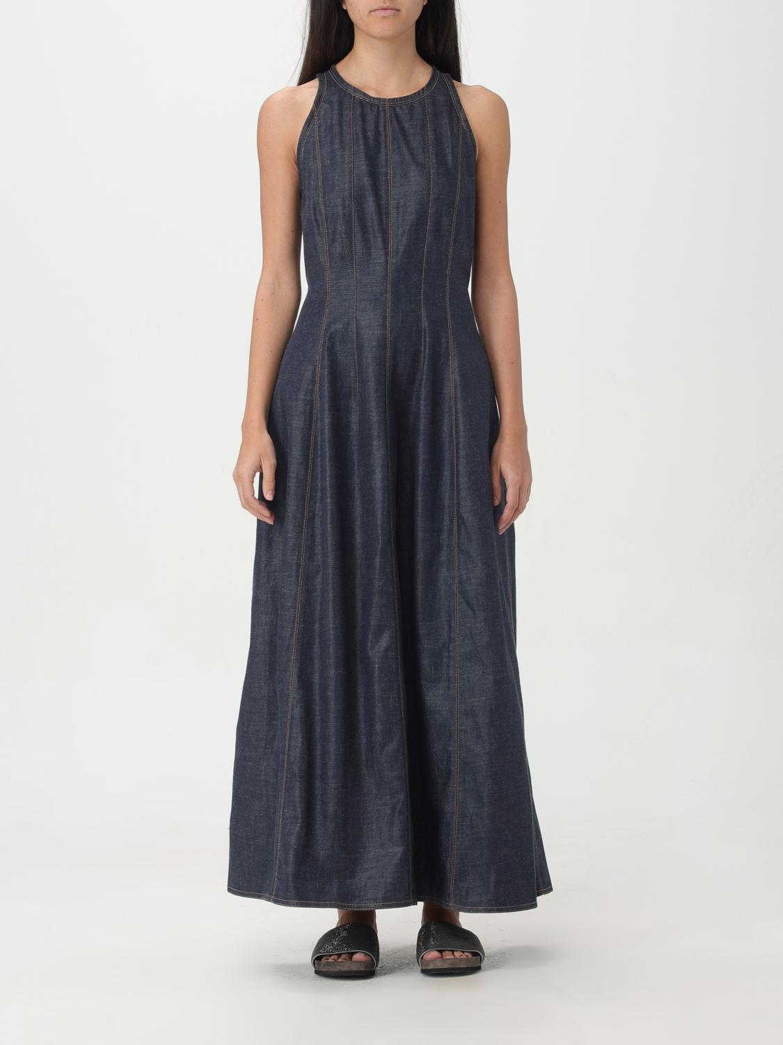 BRUNELLO CUCINELLI WOMEN'S DARK BLUE SLEEVELESS DRESS