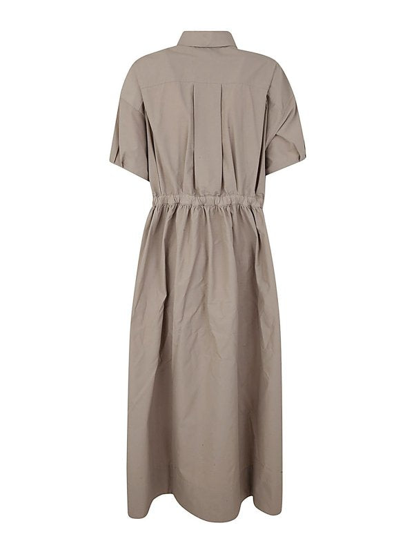 BRUNELLO CUCINELLI WOMEN'S BEIGE SHIRT WAIST TIE DRESS
