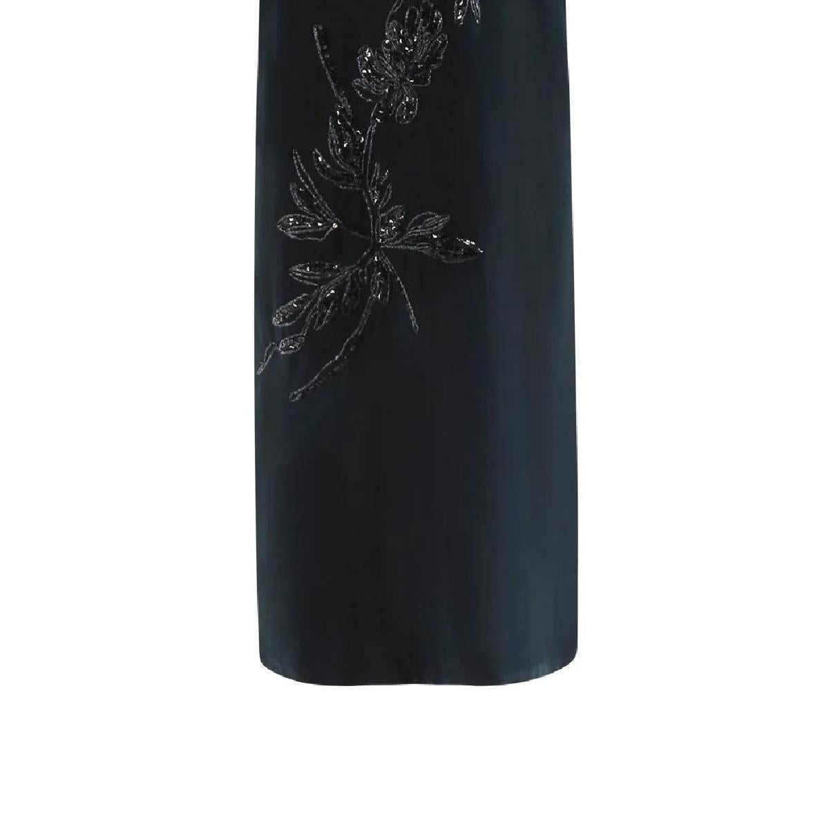 BRUNELLO CUCINELLI WOMEN'S BLACK EMBROIDERED STRAIGHT DRESS