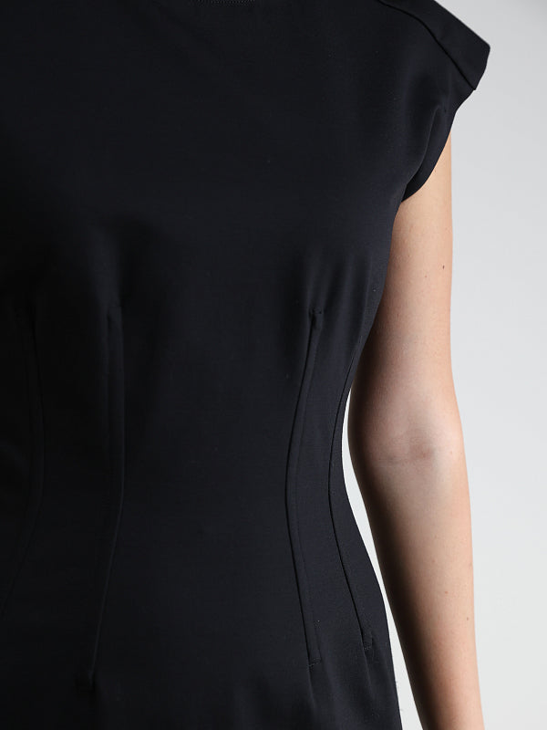 BRUNELLO CUCINELLI WOMEN'S BLACK FITTED SLEEVELESS DRESS