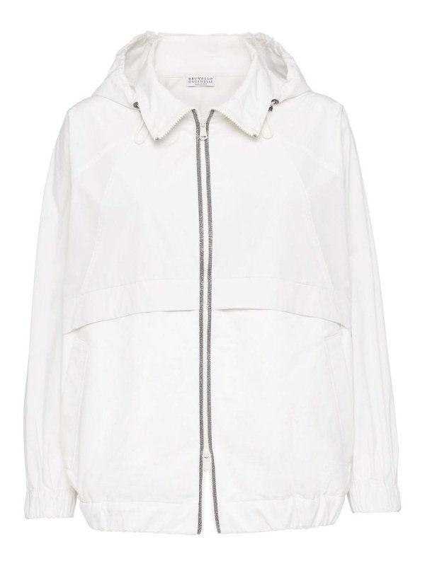 BRUNELLO CUCINELLI WOMEN'S OFF WHITE HOODED ZIP JACKET