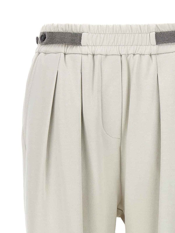 BRUNELLO CUCINELLI WOMEN'S OFF WHITE RELAXED TROUSERS