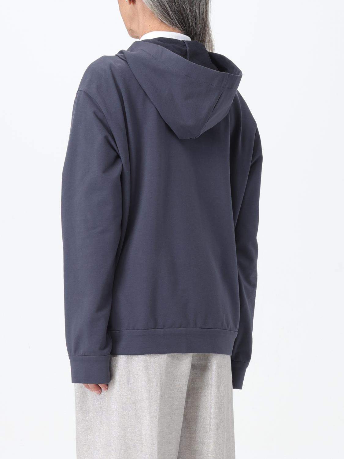 BRUNELLO CUCINELLI WOMEN'S DARK BLUE ZIP HOODIE