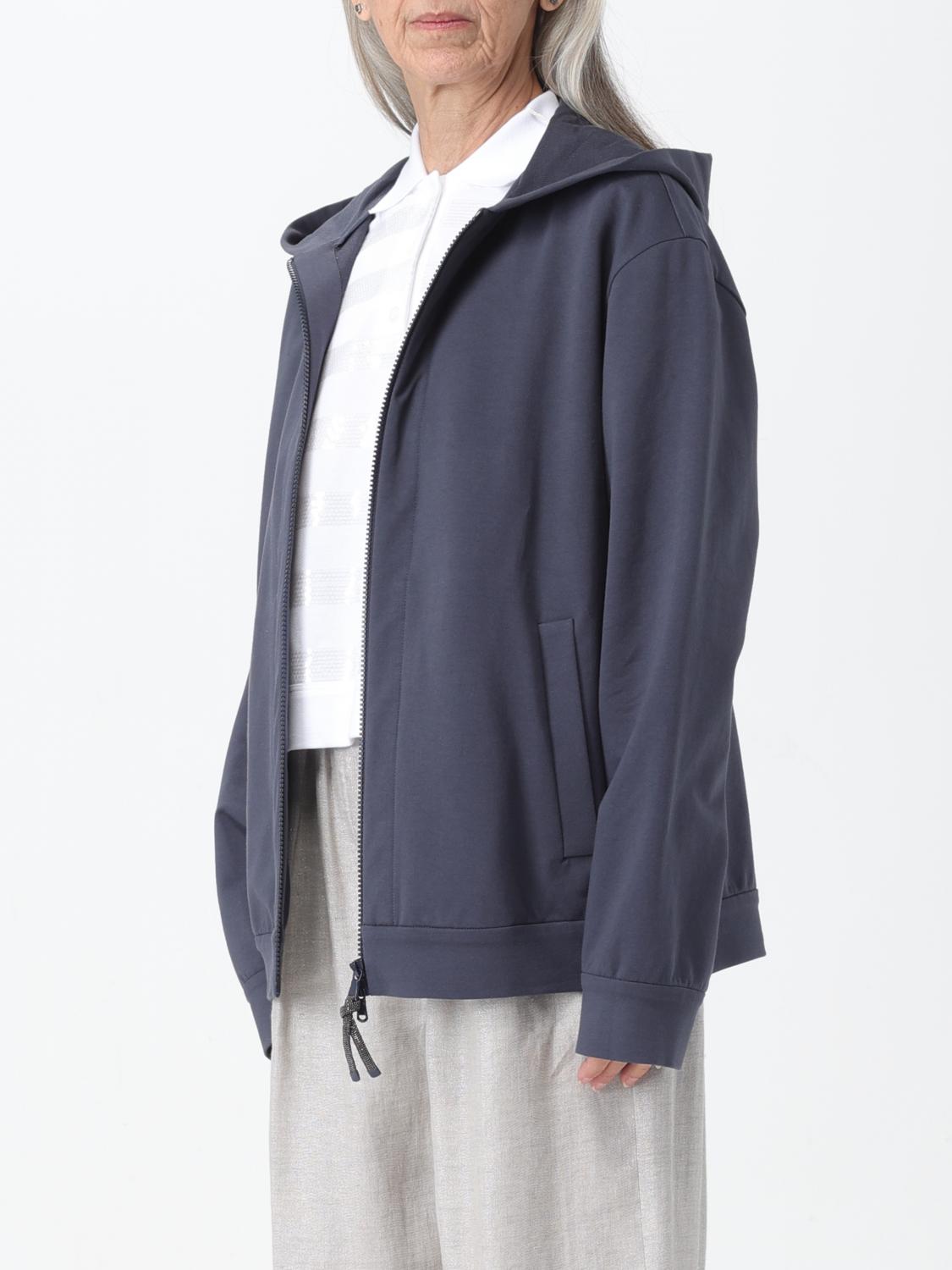 BRUNELLO CUCINELLI WOMEN'S DARK BLUE ZIP HOODIE