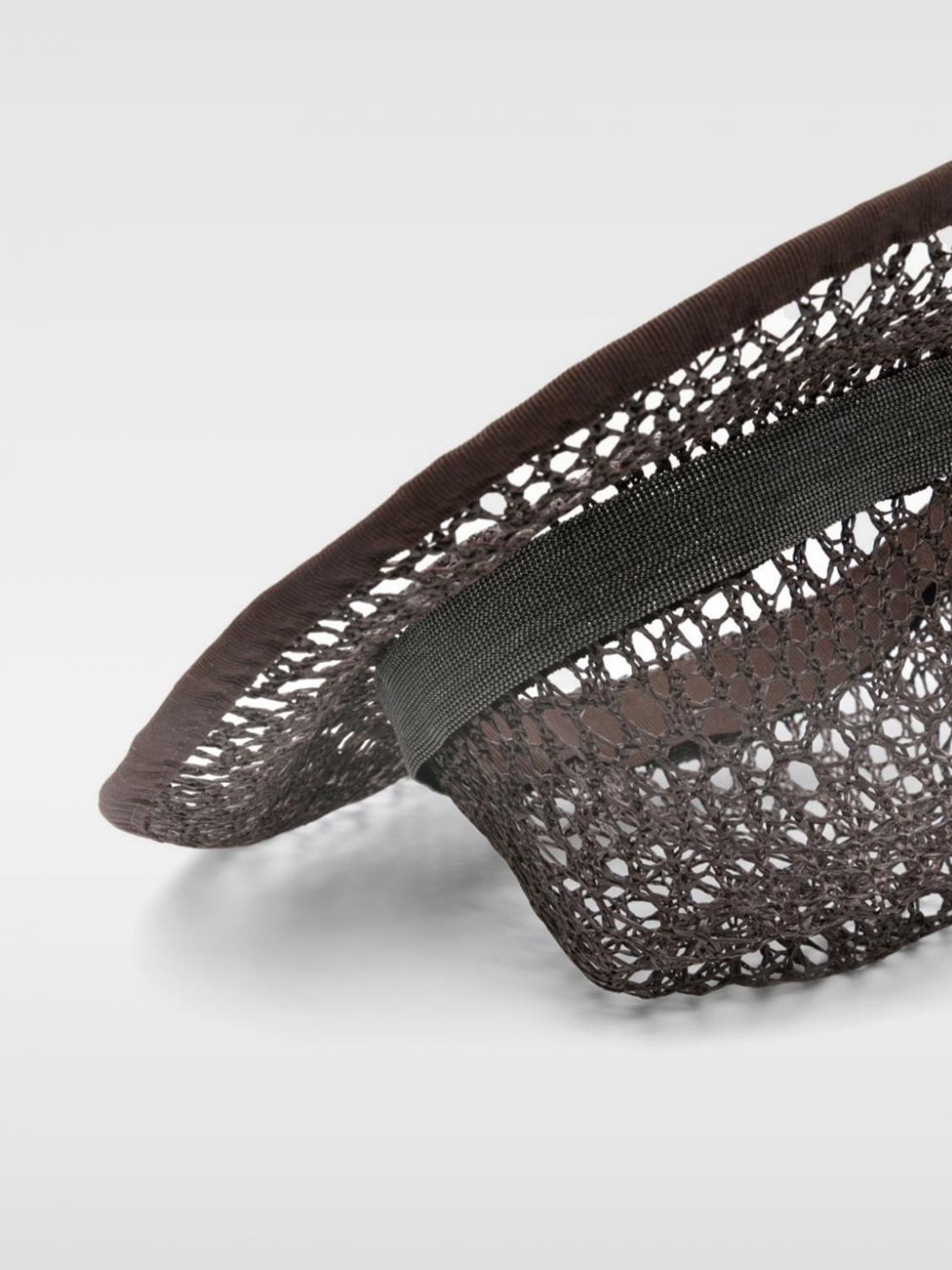 BRUNELLO CUCINELLI WOMEN'S MARRONE ULTRABLACK OPEN WEAVE HAT