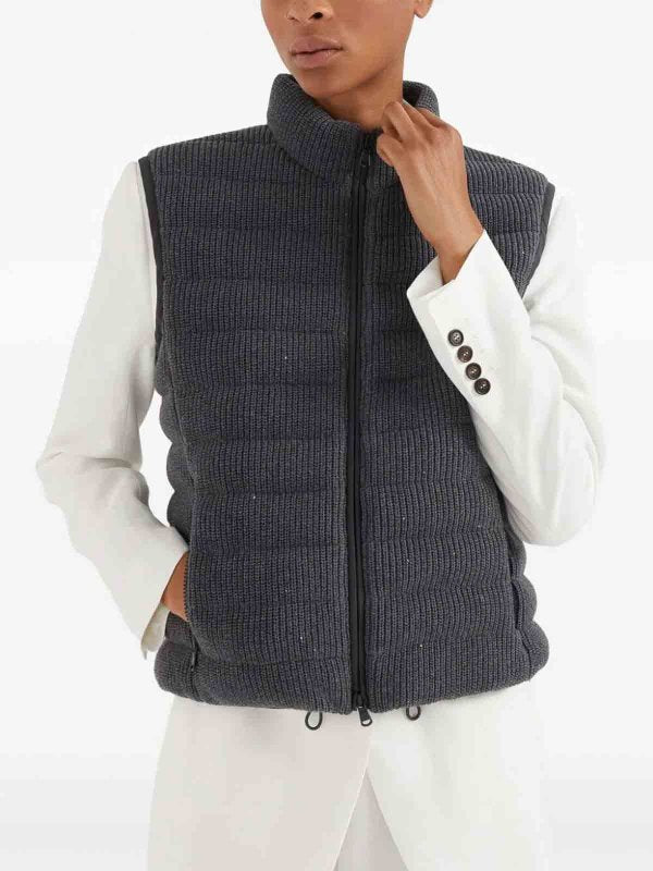 BRUNELLO CUCINELLI WOMEN'S DARK GREY KNITTED VEST