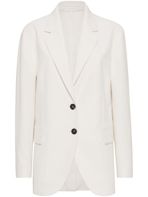 BRUNELLO CUCINELLI WOMEN'S OFF WHITE LINEN BLEND BLAZER