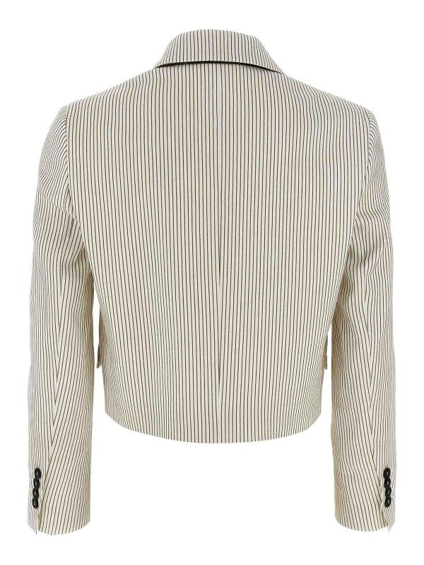 BRUNELLO CUCINELLI WOMEN'S IVORY STRIPED CROPPED JACKET