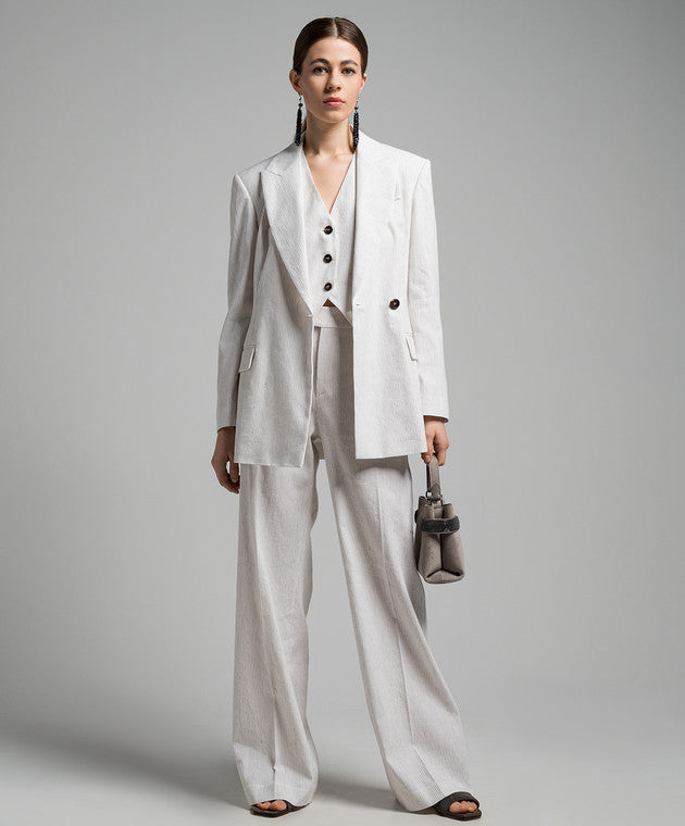 BRUNELLO CUCINELLI WOMEN'S OFF WHITE TAILORED BLAZER