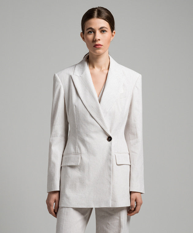 BRUNELLO CUCINELLI WOMEN'S OFF WHITE TAILORED BLAZER