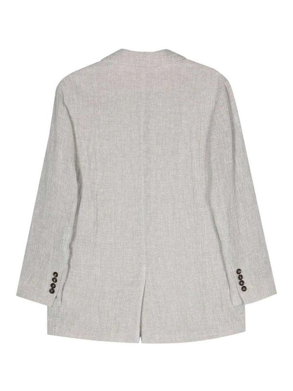 BRUNELLO CUCINELLI WOMEN'S LIGHT GREY LINEN BLAZER