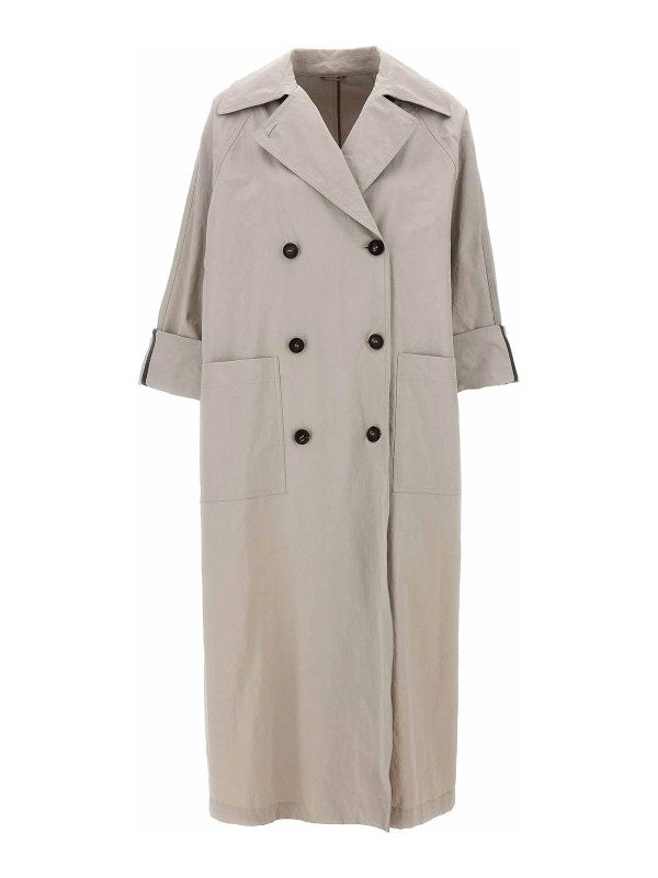 BRUNELLO CUCINELLI WOMEN'S LIGHT BEIGE OVERSIZED COAT