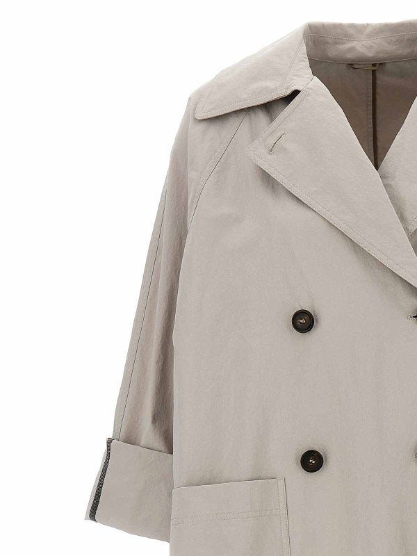 BRUNELLO CUCINELLI WOMEN'S LIGHT BEIGE OVERSIZED COAT