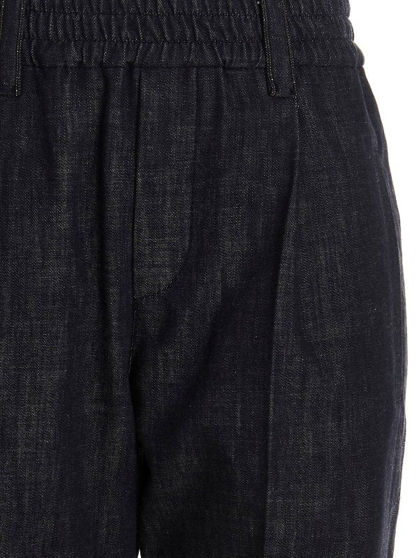 BRUNELLO CUCINELLI WOMEN'S BLACK RELAXED COTTON TROUSERS