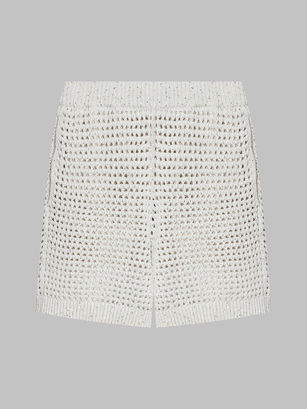 BRUNELLO CUCINELLI WOMEN'S OFF WHITE KNIT SHORTS