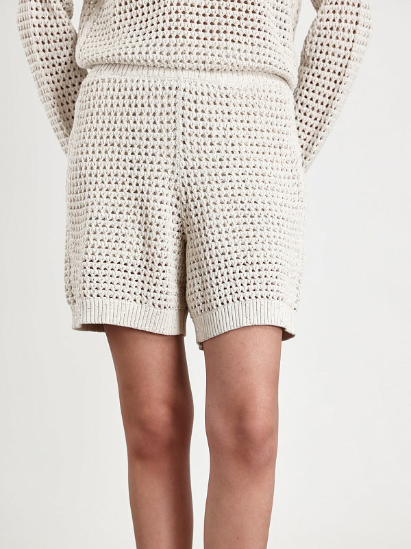 BRUNELLO CUCINELLI WOMEN'S OFF WHITE KNIT SHORTS