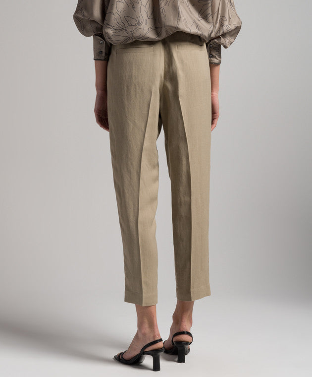 BRUNELLO CUCINELLI WOMEN'S LIGHT BROWN RELAXED TROUSERS